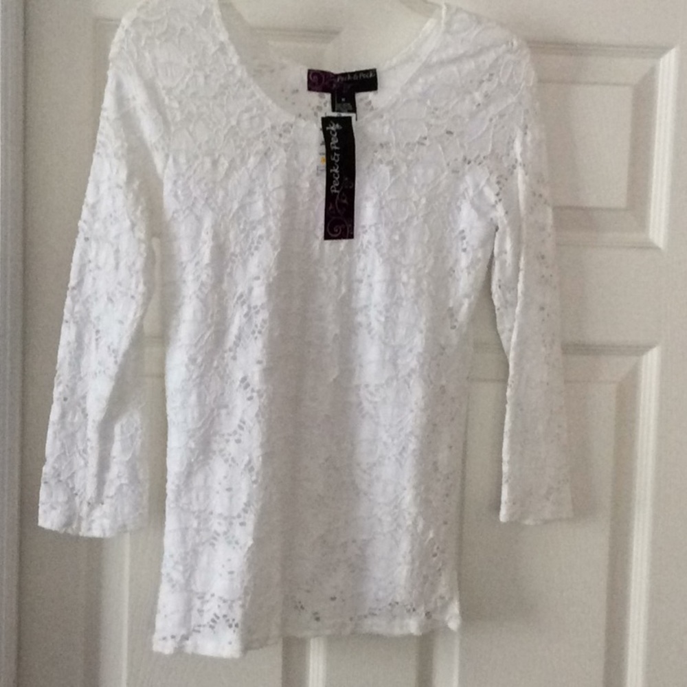 Peck & Peck White Lacy Top
